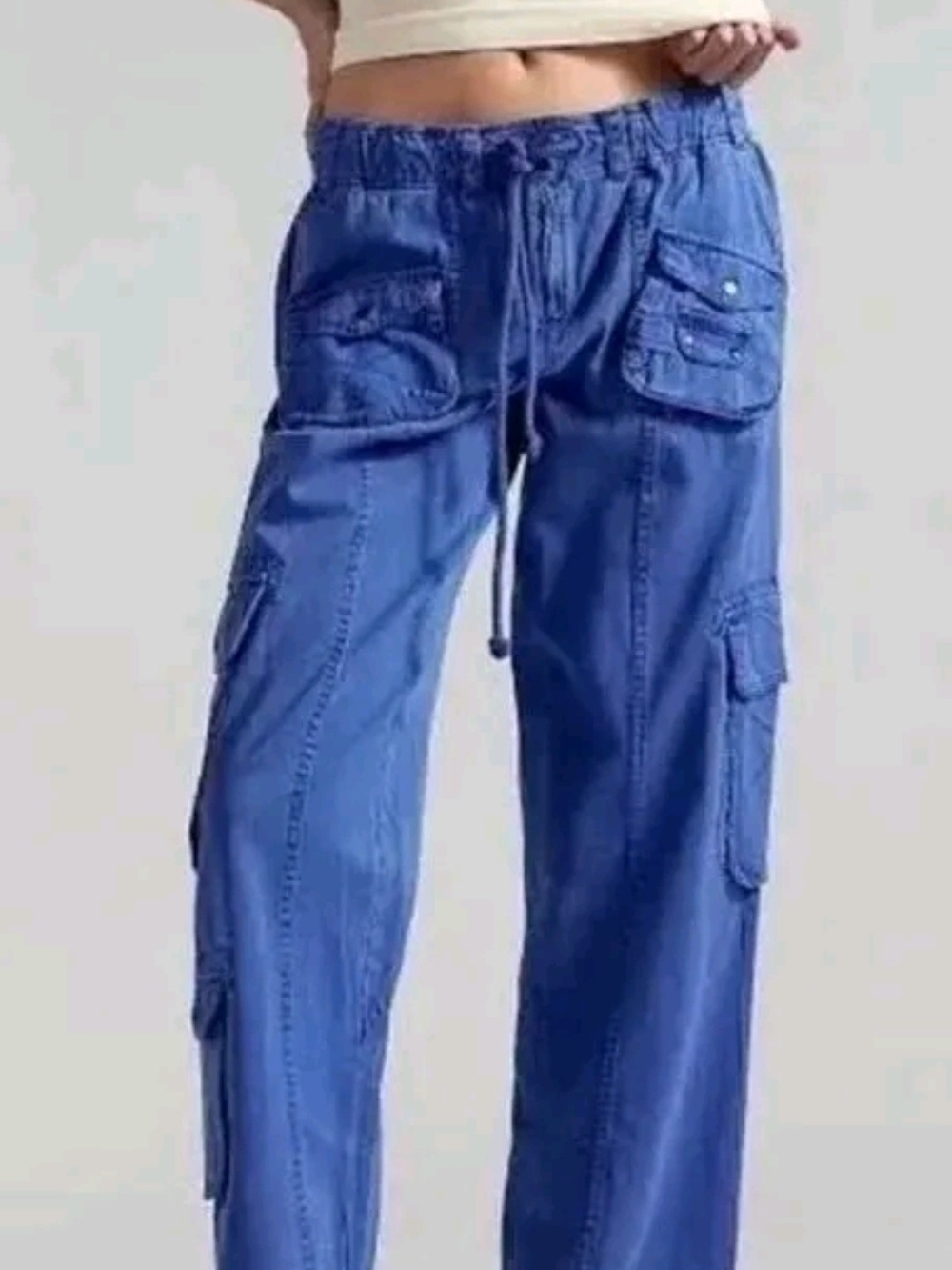 Free People Tahiti Blue Cargo Drawstring Pants